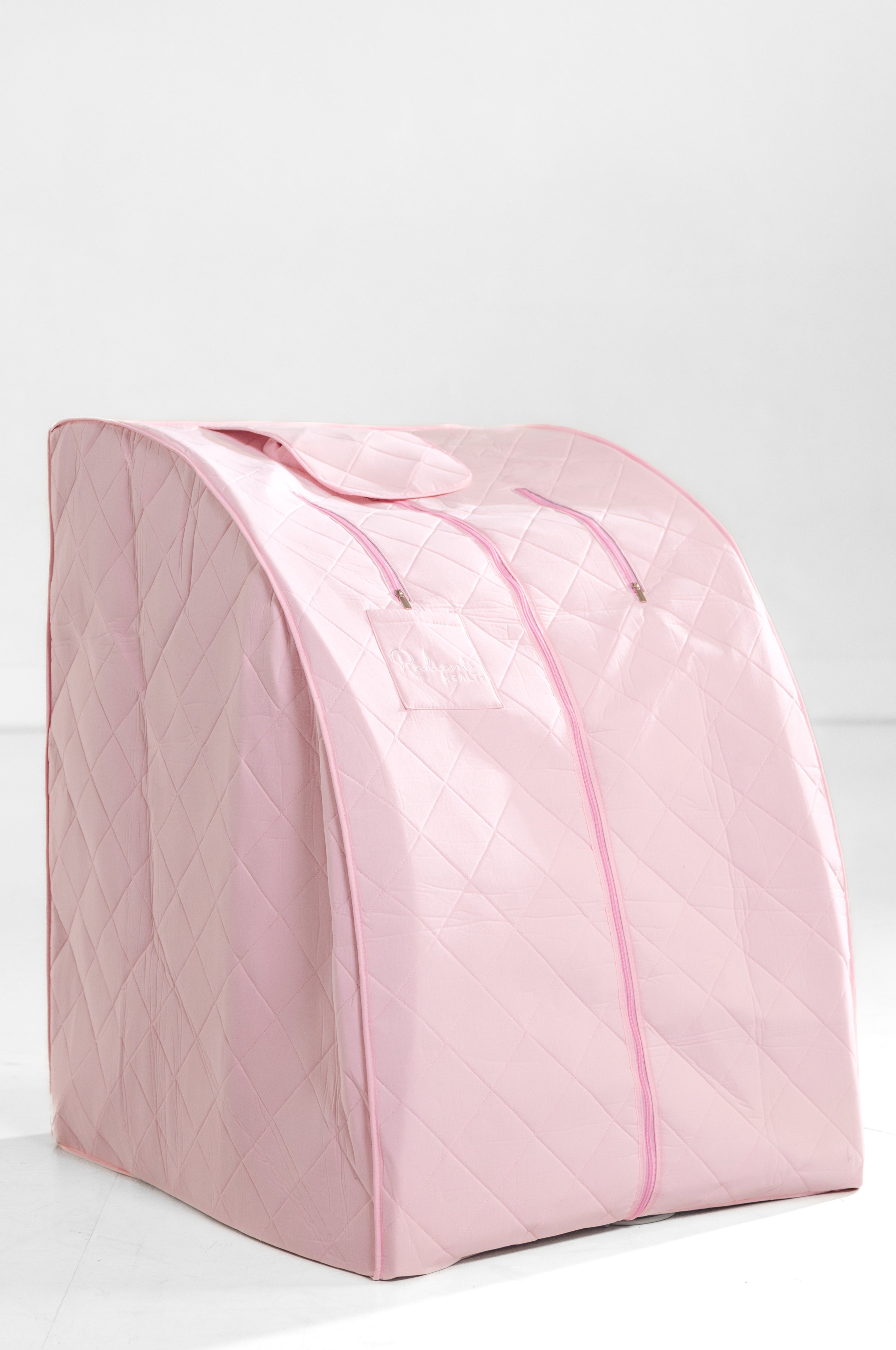 Rosa infrarød sauna fra Radiant Health. Kompakt design og høy kvalitet for hjemmebruk.