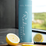 Nyt friskt vann med Radiant Health glassflaske. Perfekt til sitronvann og detox.